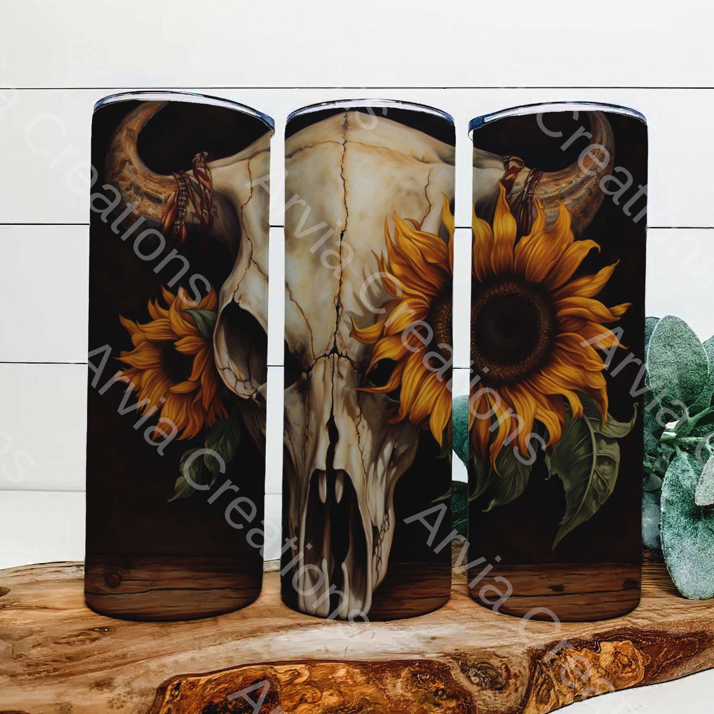 Sunflower Skull tumbler